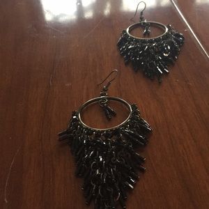 Cute fashionable black beaded earrings.